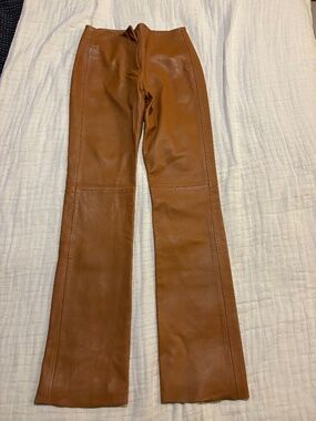 DKNY, Brown Leather Pants, Size 4 Womans
